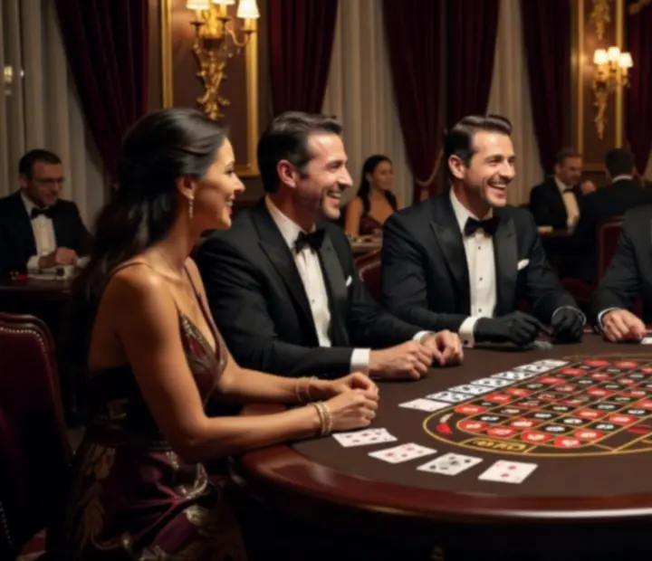 Casino-style večer s elegantnim stolom za društvene igre
