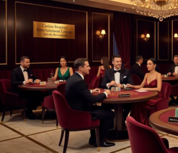 Elegantna noćna atmosfera s gostima za casino stolovima u Zlatni Slotu