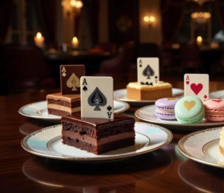 Luksuzni deserti i slastice servirani u casino ambijentu Zlatni Slot