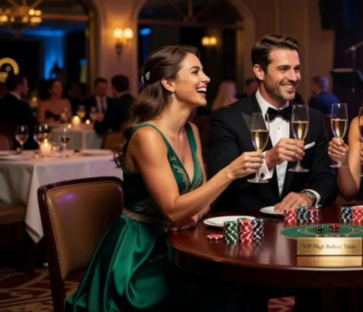 Gosti se smiju i uživaju u društvenoj casino večeri u Zlatni Slotu