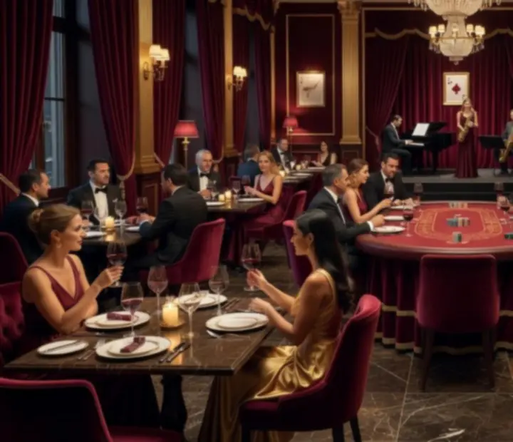 Luksuzni interijer restorana s casino atmosferom