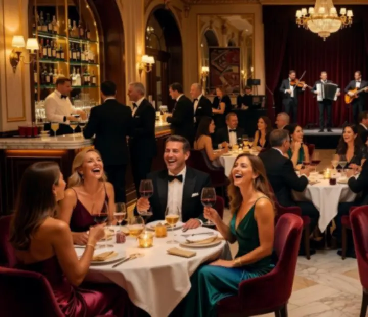 Rasplesani gosti u noćnom klubu restorana s ambijentalnim svjetlima